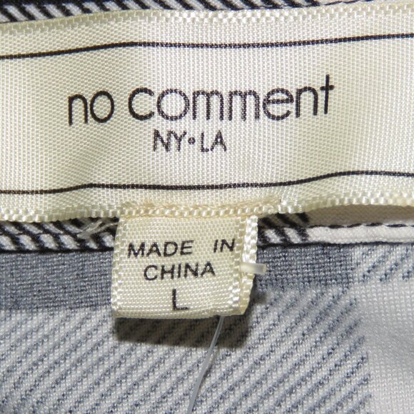 NWT No Comment Black & White Checkered Adjustable-Sleeves Button-Up Top Size L - Picture 7 of 9